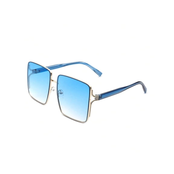 Light Blue Frame Polygon Sunglasses - Light Lens UV Protection Fresh Daily & Casual Eyewear
