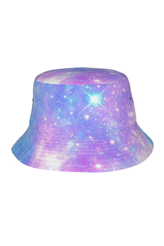Light Blue Galaxy Bucket Hat,Packable Sun Cap,Max Protection For Uva,Perfect For Fishing Gardening Hiking Camping