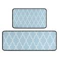 thumbnail image 1 of Light Blue Geometric Quatrefoil Pattern Kitchen Rugs Sets Of 2,Anti Fatigue Kitchen Mat Rugs Non Slip Washable,Decorative Kitchen Floor Mats for Kitchen,Sink,Laundry,17"X30"+17"X47", 1 of 7