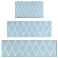 thumbnail image 1 of Light Blue Geometric Quatrefoil Pattern Kitchen Rugs Sets Of 3,Kitchen Runner Rugs Non Skid Washable,Decorative Kitchen Floor Mats for Kitchen,Sink,Laundry,17"x30"+ 17"x47" + 17"x59", 1 of 6