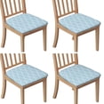 thumbnail image 1 of Light Blue Geometric Quatrefoil Pattern Seat Covers for Dining Room Chairs Set Of 4,Stretch Printed Washable Chair Seat Cover with Elastic Ties and Button,Removable Waterproof Couch Cushion Covers, 1 of 6