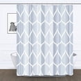 thumbnail image 1 of Light Blue Geometric Shower Curtain, Waterproof Design and Polyester, Quick-Drying, Weighted Hem, Blue Fabric Shower Curtains Set for Bathroom W 72 x H 72, Machine Washable with 12 Hooks, 1 of 6