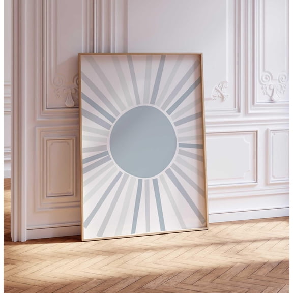 Light Blue Geometric Sun Scenic Modern Wall Decor