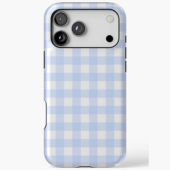 Light Blue Gingham Checkered Art Case iPhone Case 17 16 15 14 13 12 11 Pro Max
