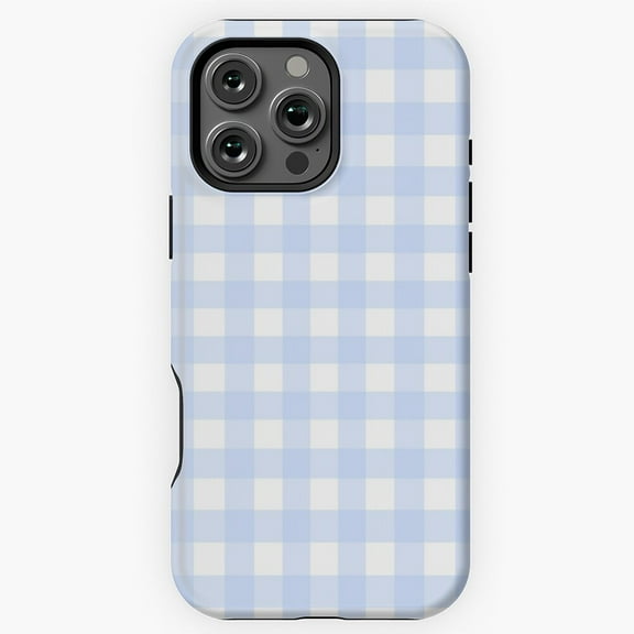 Light Blue Gingham Pattern Phone Case Compatible with iPhone 11-17 Pro Max