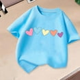 thumbnail image 1 of Light Blue Girls Shirt | Kids Short Sleeve T-Shirt with Hearts | Soft Cotton Tee for Girls, Cute Casual Top for Kids Sizes 4T to 12,Size 2 T, 1 of 3