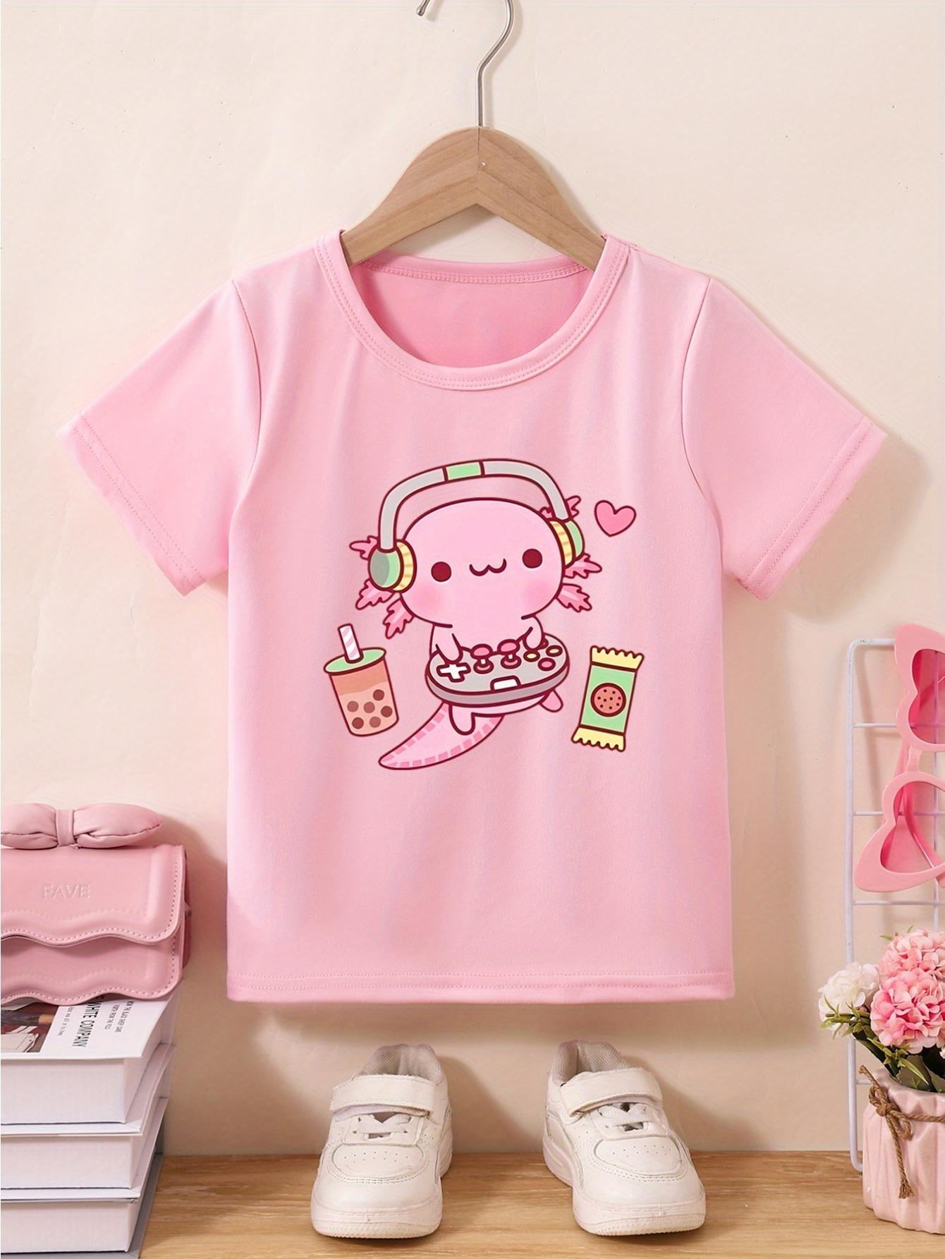 Awesome Fair Aqua with Red Sleeves Girls T-shirt