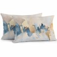 thumbnail image 1 of Light Blue Gold Abstract Outdoor Pillow Covers Pack of 2 Modern Art Oil Painting Style Ombre Waterproof Throw Pillow Covers Decorative Cushion Cases for Patio Garden Tent Balcony Couch 20x12 inch, 1 of 8