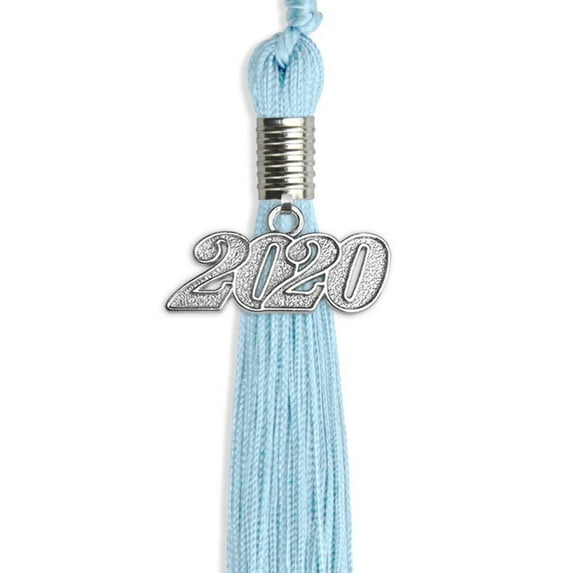 Light Blue Graduation Tassel with Silver Date Drop
