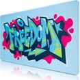thumbnail image 1 of Light Blue Graffiti XXL Large Gaming Mouse Pad 31.5x15.7 inch Extended Computer Keyboard Mouse Mat NonSlip Base and Stitched Edge for Home Office and Gaming, 1 of 6