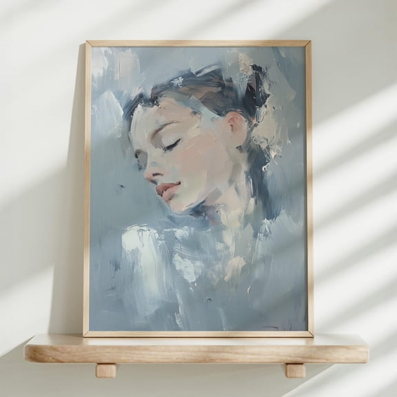 Light Blue And Gray Abstract Wall Art, Abstract Portrait, Modern Wall Print, Grey And Blue Abstract Art, Modern Home Decor Home Decor #1538, 8x12 UNFRAMED