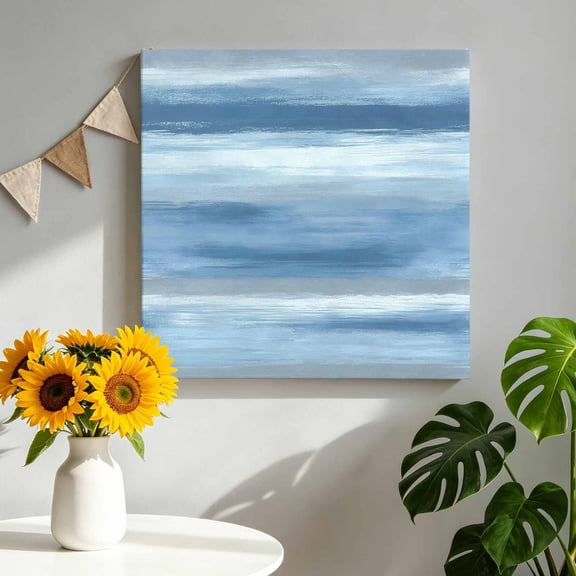 Light Blue Grey Abstract Canvas Wall Art Framed Wall Decor for Living Room Bedroom Bathroom, Mottled Oil Painting Texture Modern Canvas Pictures Ready to Hang Decor, 8"x8"