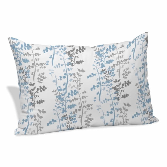 Light Blue Grey Botanical Pillow Covers, Linen Long Throw Pillow Case, Spring Floral Summer Farmhouse Holiday Pillow Protector Decorative Cushion Cover for Living Room/Bedroom 20" x 36"