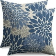 thumbnail image 1 of Light Blue Grey Gray Pillow Covers 20X20 Inch Set of 2, Dahlia Flower Spring Summer Floral Cream Decorative Throw Pillow Covers Outdoor Modern Farmhouse Cushion Case for Home Couch Sofa Bed Decor, 1 of 5