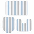 thumbnail image 1 of Light Blue Grey Stripe Bath Mat 3 Piece Bathroom Rug Set, Modern Farmhouse Vertical Striped Non Slip Bath Rug Contour Mat and Toilet Lid Cover, Absorbent Shower Mats Soft Bath Rugs and Mats Sets, 1 of 8
