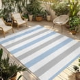 thumbnail image 1 of Light Blue Grey Stripe Outdoor Rug 5x8 Ft - Reversible Patio Rug Outdoor Camping Rugs, Modern Farmhouse Vertical Striped Indoor Outdoor Area Rugs, Non-Slip Outdoor Carpet Runner for Deck/Porch, 1 of 8
