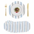 thumbnail image 1 of Light Blue Grey Stripe Round 13 Inch Placemats Set of 6, Modern Farmhouse Vertical Striped HeatResistant Non Slip Place Mats for Dining Table, Wipeable Braided Kitchen Table Mats for Housewarming, 1 of 9