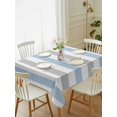 thumbnail image 1 of Light Blue Grey Stripe Tablecloth Rectangle Table Cloth 60x84, Waterproof Tablecloth Outdoor Table Cloth, Modern Farmhouse Vertical Striped Washable Table Cover for Kitchen Dinning Party, 1 of 8