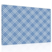 Light Blue Grid Canvas Print Wall Art, Modern Minimalist Classic White Lines Checkered Wall Decor Modern Artwork Paintings Pictures for Living Room Framed and Stretched Ready to Hang 24" x 32"