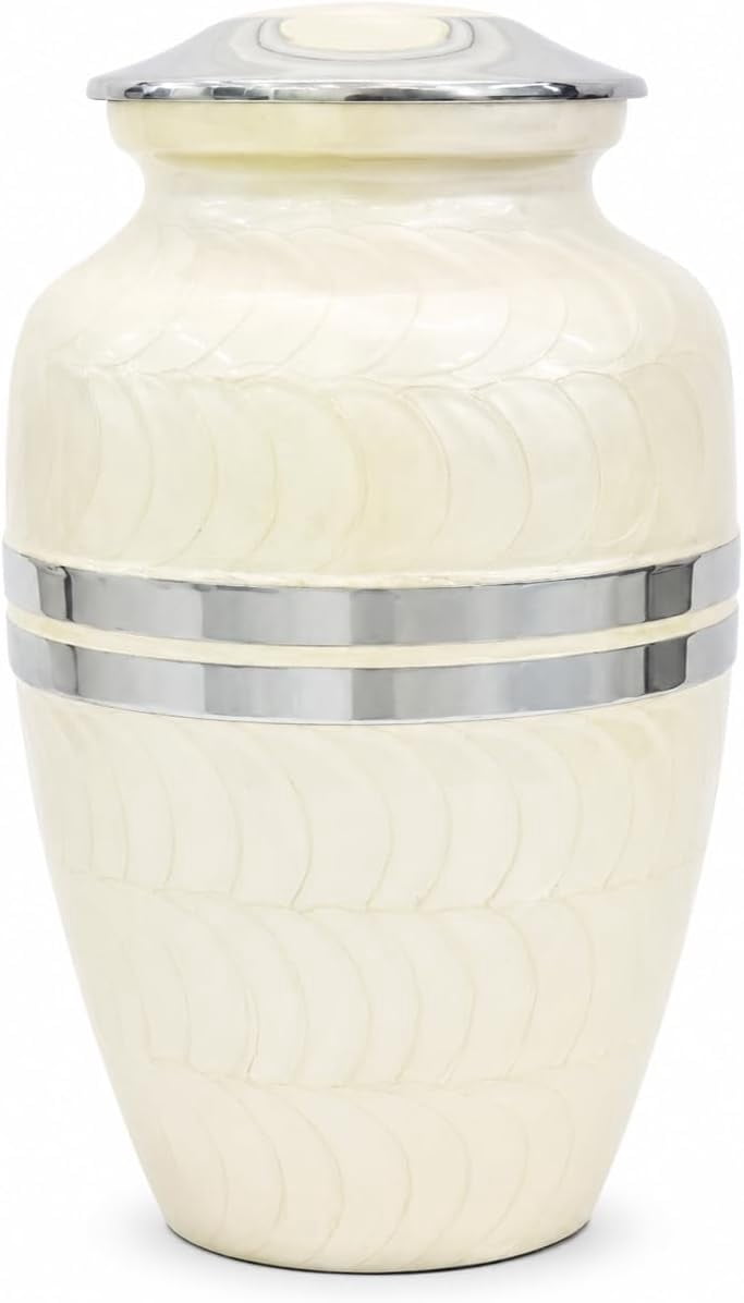 Cremation for Human Female for Funeral Burial & Home Urns for Ashes Adult Large Urns for Mom & Cremation Urns for Women for Ashes Decorative for Adult (White)