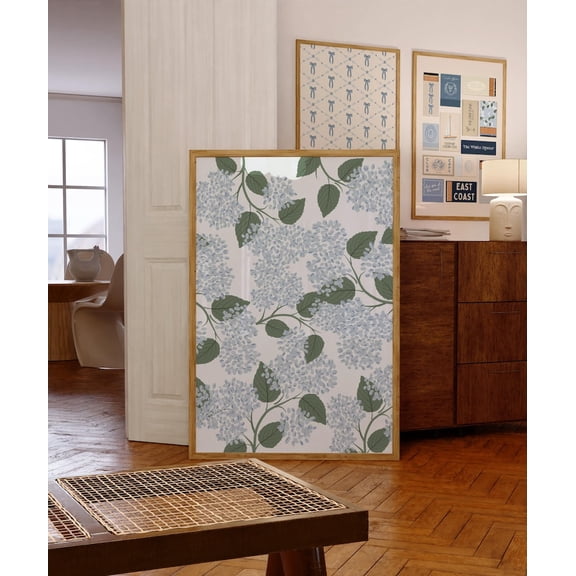 Light Blue Hydrangea Wall Art, Coastal Wall Print, Grandmillennial Floral Poster 8x12 UNFRAMED