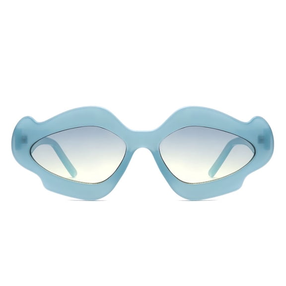 Light Blue Irregular Frame Sunglasses - Gradient Lens UV Protection Fresh Casual Eyewear