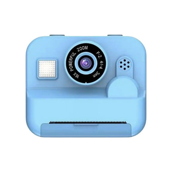 Light Blue Kids Instant Print Camera 2.4 Inch Screen 24Mp 1080P Video 180° Rotating Lens Thermal Printing Built-In Flash With 2 Rolls Paper Usb Cable Lanyard 1Pc Weight 0.94 Lb