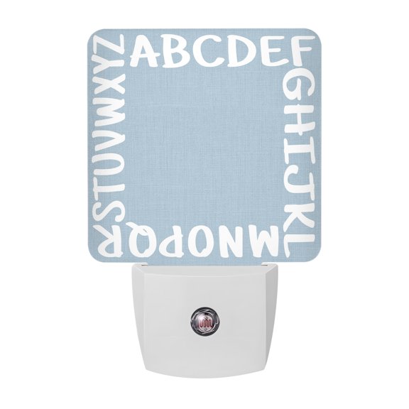 Light Blue LED Night Light, Modern Minimalist Whimsical White Letters Night Lights plug into Wall with Smart Sensor Dusk to Dawn Sensor for Nursery Bedroom 2.95x4.5in