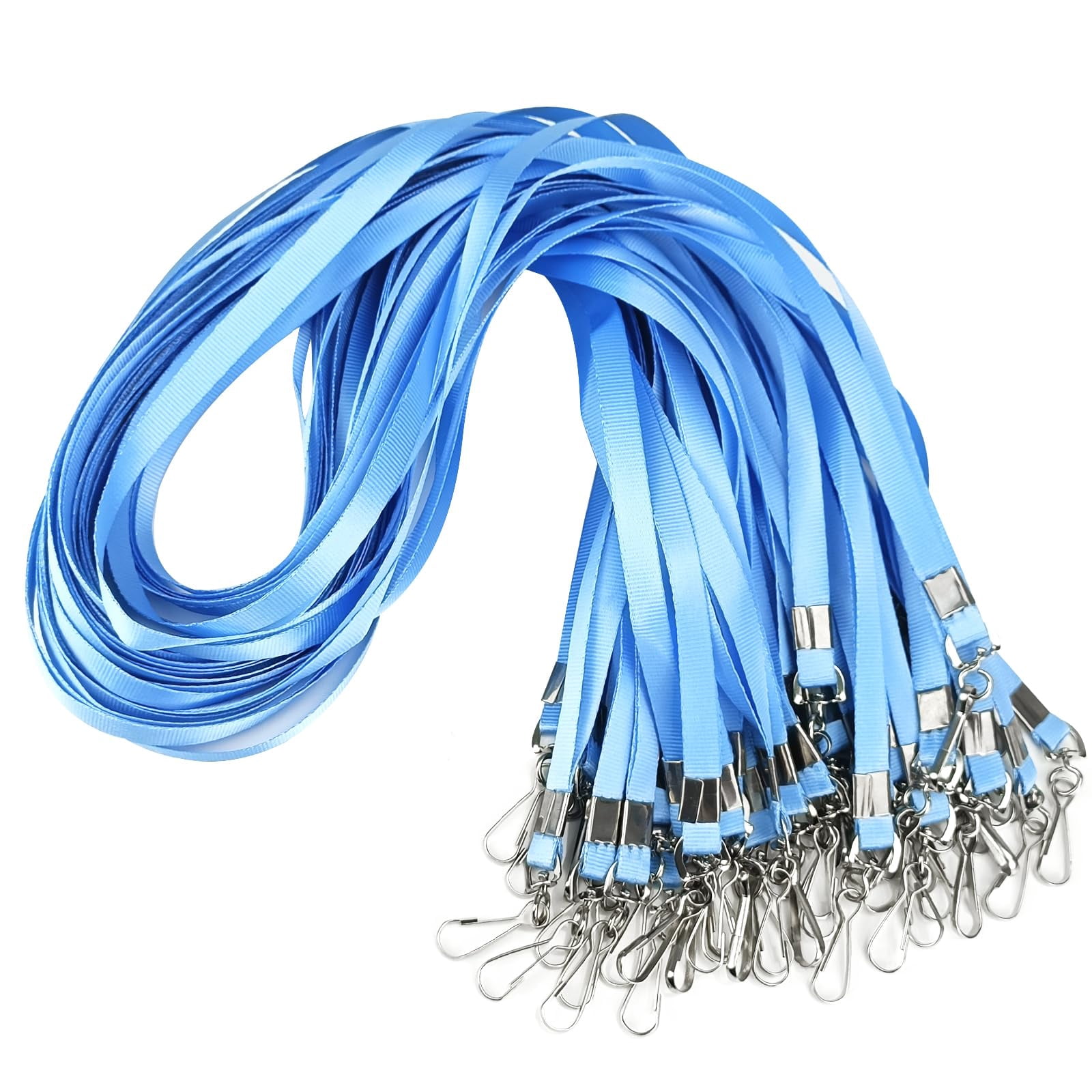 Light Blue Lanyards Bulk 50 Packs For Id Badges With Swivel Hook Clips Name Tag Lanyard Holder