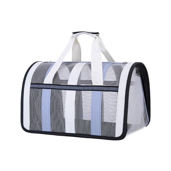Light Blue Large Pet Carrier For Cats And Dogs Up To 18X11X10 Inches Soft Sided Foldable Travel Bag With Mesh Windows And Handles For Small Medium Pets Indoor Outdoor Use