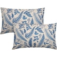 thumbnail image 1 of Light Blue Leaf Plant Lumbar Pillow Covers 12X20 Inch Set of 2 Tropical Fern Herbs Botanical Leaves Floral Decorative Pillow Cases Vintage Cushion Case Farmhouse Home Decor for Couch Sofa Outdoor, 1 of 6