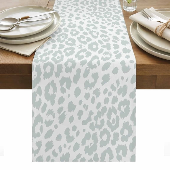 Light Blue Leopard Table Runner Vintage Animals Texture Country Tablerunners 13 x 36 Inch, Table Decorations Tabletop Scarf for Summer Gathering Holiday Farmhouse Kitchen Dining Decor
