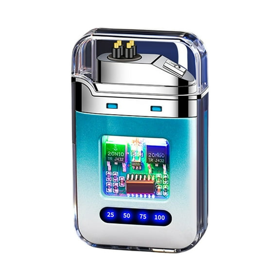 Light Blue Double Arc Gradient Color Windproof Lighter Usb Rechargeable Outdoor Use For Camping Hiking