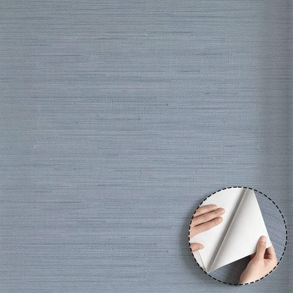 Light Blue Linen Texture Wallpaper, Minimalist Aesthetic Modern Peel and Stick Wallpaper, Waterproof Wall Decoration for Living Room Bedroom Kitchen Cabinet Rental Property, 17.7 * 118 in
