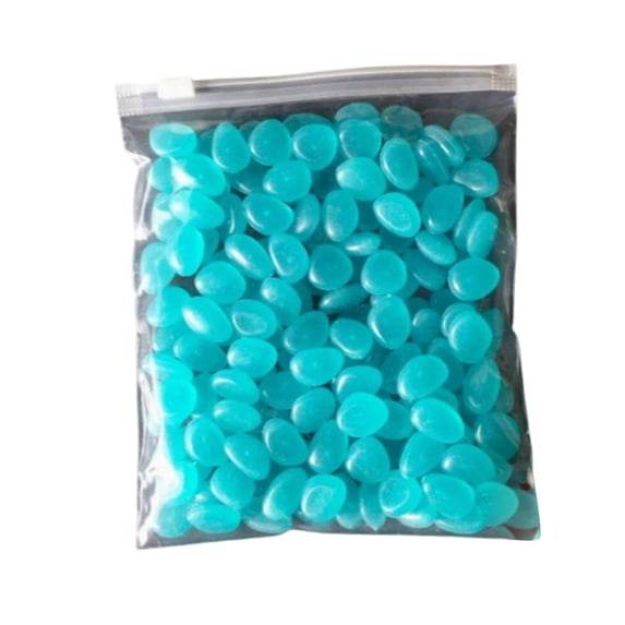 Light Blue Luminous Pebbles, Glowing Pebbles for Garden Outdoor, Succulent Rocks Pebbles for Planters, Glow in The Dark Pebbles, Polished Translucent Light Blue Stones for