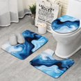 thumbnail image 1 of Light Blue Marble Flow Pattern Bathroom Rugs Sets 3 Piece,Toilet Cover Set,Absorbent Non Slip Bathroom Mats Sets with U-Shaped Contour Rug Toilet Rug Set, 1 of 5