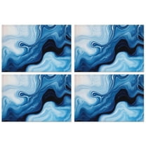 Light Blue Marble Flow Pattern Summer Placemats Table Placemats Set Of 4-Linen Kitchen Washable Placemats Table Mats 11.8"x17.7" Non-Slip Heat Resistant