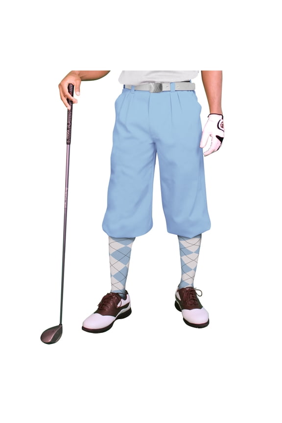 Light Blue Microfiber Golf Knickers ( Plus Fours) for Men - 34"