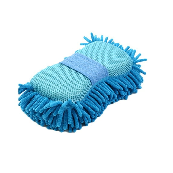 Light Blue Microfiber Wash and Clean Car Bike Home Office Cleaning Vehicle Care Washing Brush Sponge Cleaner Cleaning Tool with Hand Grip Elastic