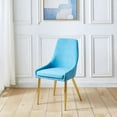 thumbnail image 1 of Light Blue Mid-Century Modern Chair with Gold Stainless Steel Legs for Kitchen Room, 1 of 8
