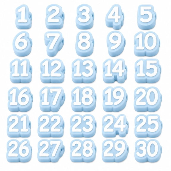 Light Blue Numbered Pencil Toppers 1-30, 30 PCS Reusable Classroom Pencil Labels, Pencil Number Tags for Student Identification, Teacher Supply Organization and Pencil Tracking