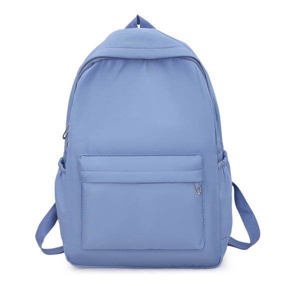 Light Blue Nylon Backpack Large Capacity Travel Daypack Lightweight School Bag for Women Men, Durable Laptop Rucksack with Front Pocket, Minimalist Casual Work Commute College Bookbag 40x29x12cm