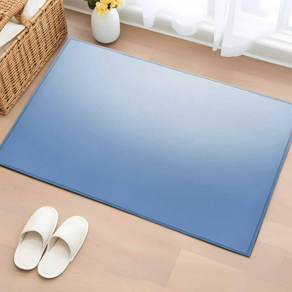 Light Blue Ombre 2x3 Door Mat Rug, Modern Rustic Aqua Gradient Non-Skid Rubber Backing Large Rectangle Rugs - Living Room Bedroom Home Office, Indoor Floor Mat Carpets Washable Rug