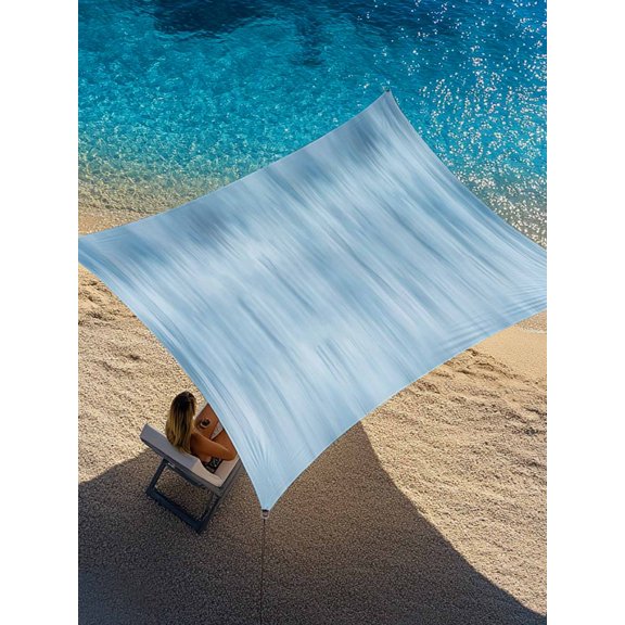 Light Blue Ombre Striped Sun Shade Sail 12' x 16', Modern Abstract Art Rectangle Outdoor Sunshade Canopy, Waterproof UV Block Patio Covers for Garden Yard Beach
