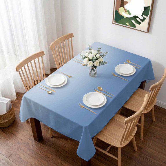 Light Blue Ombre Table Cloth Waterproof Tablecloths, Modern Rustic Aqua Gradient Tablecloth Dining Table Cover for Kitchen Party Tabletop Outdoor, Rectangle Tablecloth 60x102 Inch