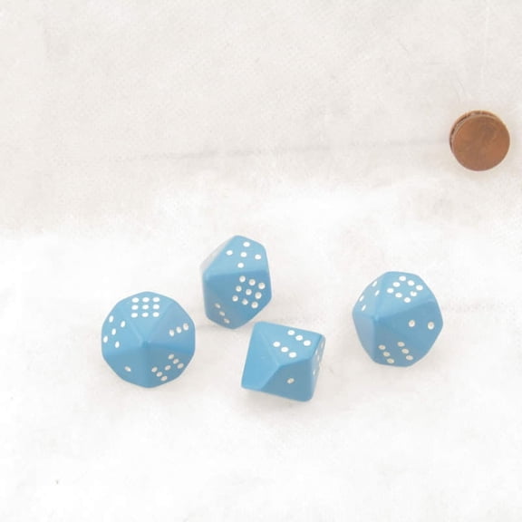 Light Blue Opaque Dice with White Pips D10 20mm (25/32in) Pack of 4 Wondertrail