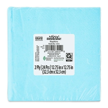 6.5" x 6.5" Disposable Light Blue Paper Napkins, 24 Count, by Way To Celebrate