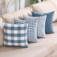 thumbnail image 1 of Light Blue Pillow Covers Farmhouse Plaid Throw Pillows 18x18 Set of 4 Spring Summer Blue Decorative Pillow Neutral Decor for Couch Sofa and Porch Chair, Gray Blue, 1 of 3