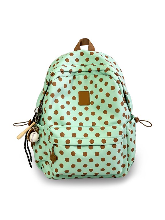 Light Blue Pink Polka Dot Backpack Cute Polka Dot Backpack Y2k Nylon Polkadot Backpacks For School And Daily Use