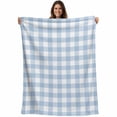 thumbnail image 1 of Light Blue Plaid Blanket Soft Cozy Warm Throw Blanket for Couch, Plush Fuzzy Flannel Fleece Blankets for Sofa, Modern Minimalist Country Bed Blankets Lightweight Gifts for Women, 40"x50", 1 of 9